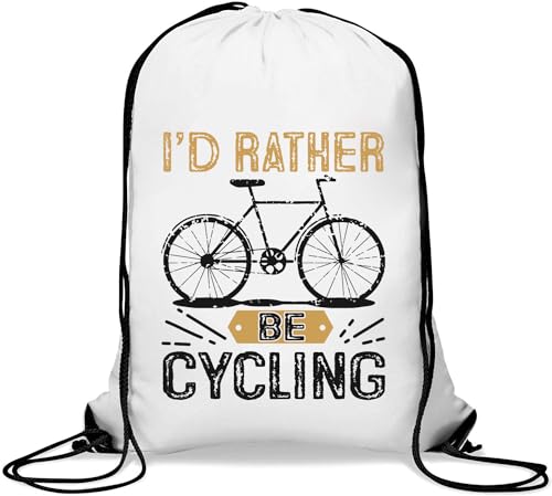 Atspauda I'd Rather Be Cycling Gym Sack Casual Drawstring Bag White, weiß, Einheitsgröße von Atspauda