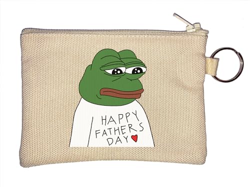 Happy Father's Day sad Pepe Meme Art Schlüsselanhänger Münzbörse Beige, beige, Einheitsgröße von Atspauda