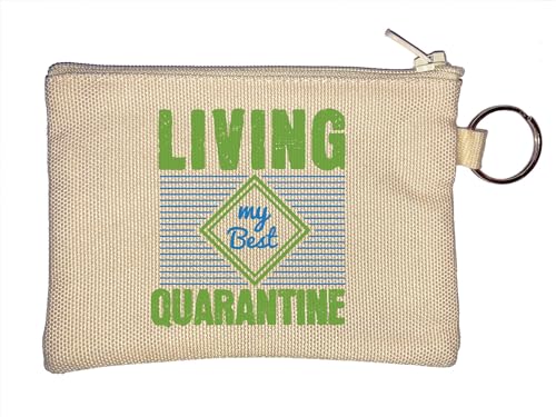 Living My Best Quarantine 2020 Slogan Schlüsselanhänger Münzbörse Beige, beige, Einheitsgröße von Atspauda