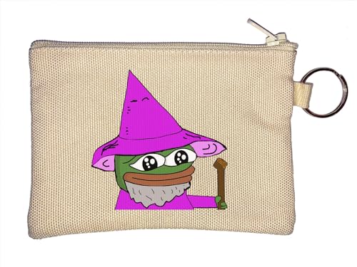 Pepe The Wizard Meme Art Schlüsselanhänger Münzbörse Beige, beige, Einheitsgröße von Atspauda