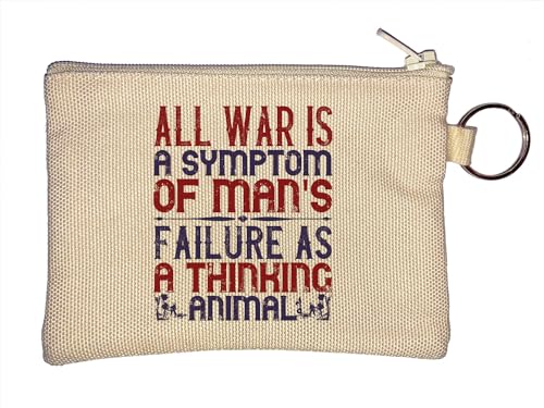 Schlüsselanhänger mit Aufschrift "All War is a Symptom of Man's Failure as a Thinking Animal", Anti-Krieg, Beige, beige, Einheitsgröße von Atspauda