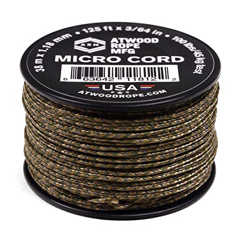 Atwood Rope MFG Taktische Nylon/Polyester Micro Utility Cord 1,18 mm x 38 m Wiederverwendbare Spule | Angelausrüstung, Schmuckherstellung, Camping-Zubehör (Multi-Cam) von Atwood Rope MFG