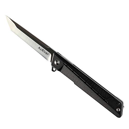 AuRiver Klappmesser Messer | Taschenmesser | Einhandmesser | Survival Messer | Obstmesser | EDC Outdoormesser mit Einer schwarzen Geschenkbox - extra schar (PF910 Klappmesser) (Schwarz) von AuRiver