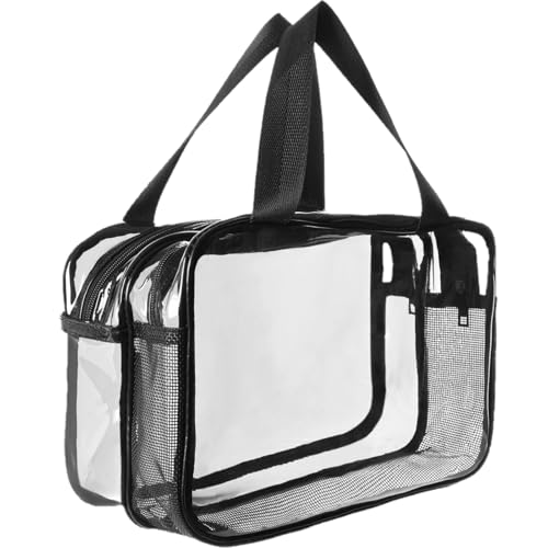 Aucuu Kosmetiktasche, Kulturtaschen Transparent, Groß Kulturbeutel, Reise-Waschtaschen Mit Tragegriff, Kosmetiktasche Durchsichtig, Make-up-Tasche Trocken und Nasstrennung, Tragbare Kultur Waschtasche von Aucuu