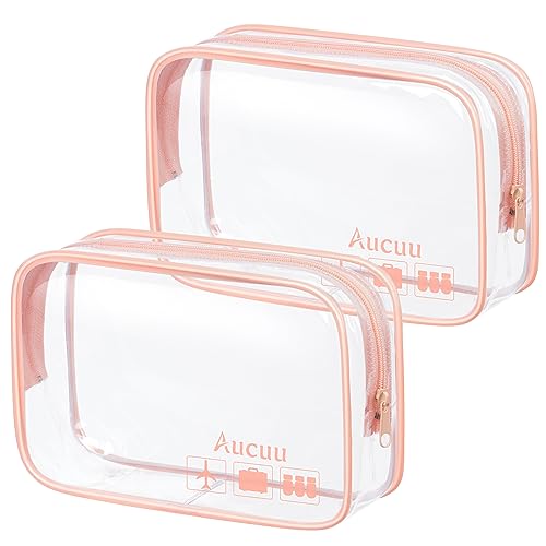 Aucuu Kulturtasche Transparent,2 Stück Kosmetiktasche Durchsichtig, wasserdichte PVC-Reise-Waschtaschen, TSA-zugelassene Make-up-Taschen, für Familie, Männer un Frauen von Aucuu