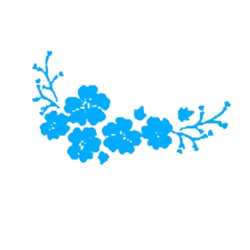 Auleset Autoaufkleber mit Blumen, für Fahrzeugaußen, Karosserie-Dekoration, selbstklebend, reflektierender Rand, Blau von Auleset