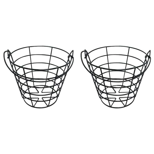 AuntYou 2X Edelstahl-Golfkorb Golf Range Basket Golfballbehälter Ballbehälterhalter für 50 Balls-Schwarz von AuntYou