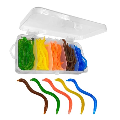 Aurgiarme 100pcs Weiche Fischereiköder Künstliche Regenwürmer Weiche Köder Angeln Köder Regenwürmer Köder Für Süßwasser von Aurgiarme
