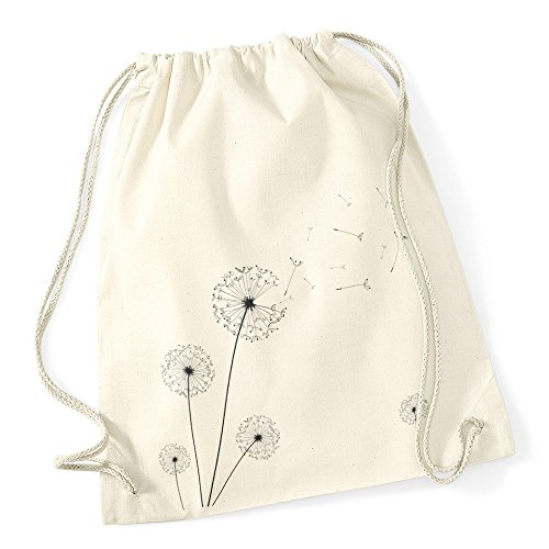 Autiga Turnbeutel Pusteblume Blume Hipster Beutel Tasche Jutebeutel Dandelion Gymsac Stringbag Drawstring Natur von Autiga