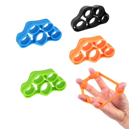 Fingertrainer 4 Stück, Handgriff-Stärkungsband, Unterarmtrainer, Handstärkungsband für Fingerstreckbänder Muskeltraining, Stressabbau, Klettern und Wiederherstellung von Verletzungen Handtrainer Ring von AutoPrevails