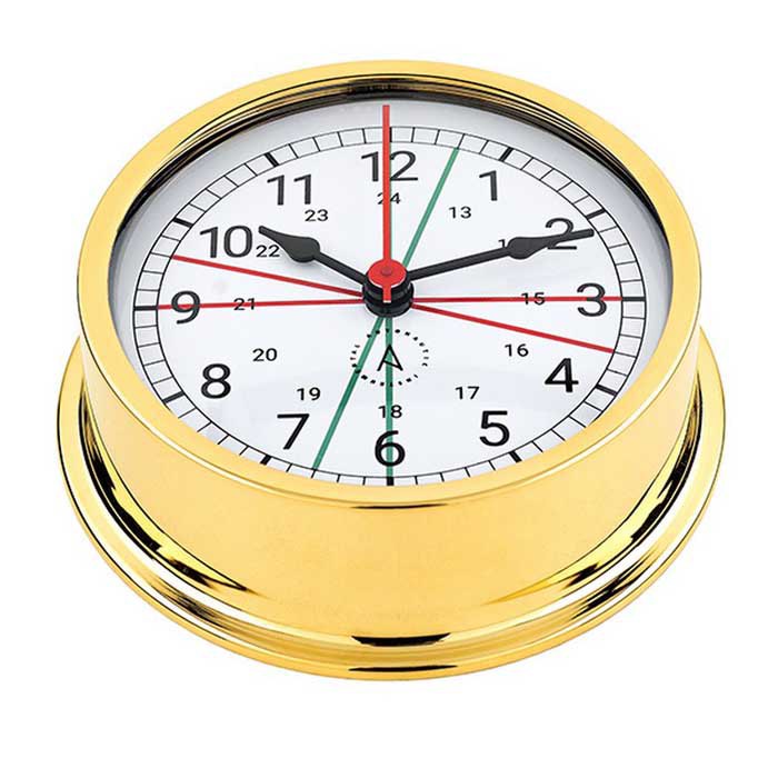 Autonautic Instrumental Pacific Series Silence Zones Arabic Numbers Gold Brass Clock Golden 120 mm von Autonautic Instrumental