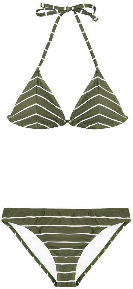 AvaMia Triangel-Bikini Damen Bikini Set Triangel Streifen Khaki Weiss Braun (Bikinitop und Bikinihose) Damen Bikini Set Bikinitop und Bikinihose Low von AvaMia