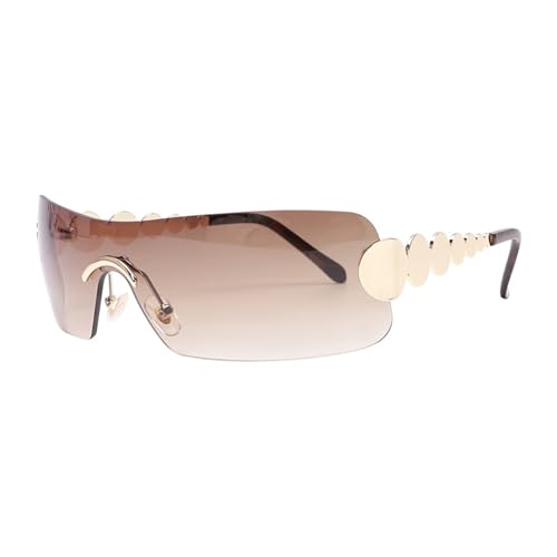 Sport-Sonnenbrille für Damen, randlose Sonnenbrille, übergroß, einteilig, Zukunftsbrille, randlose Sonnenbrille von Avejjbaey