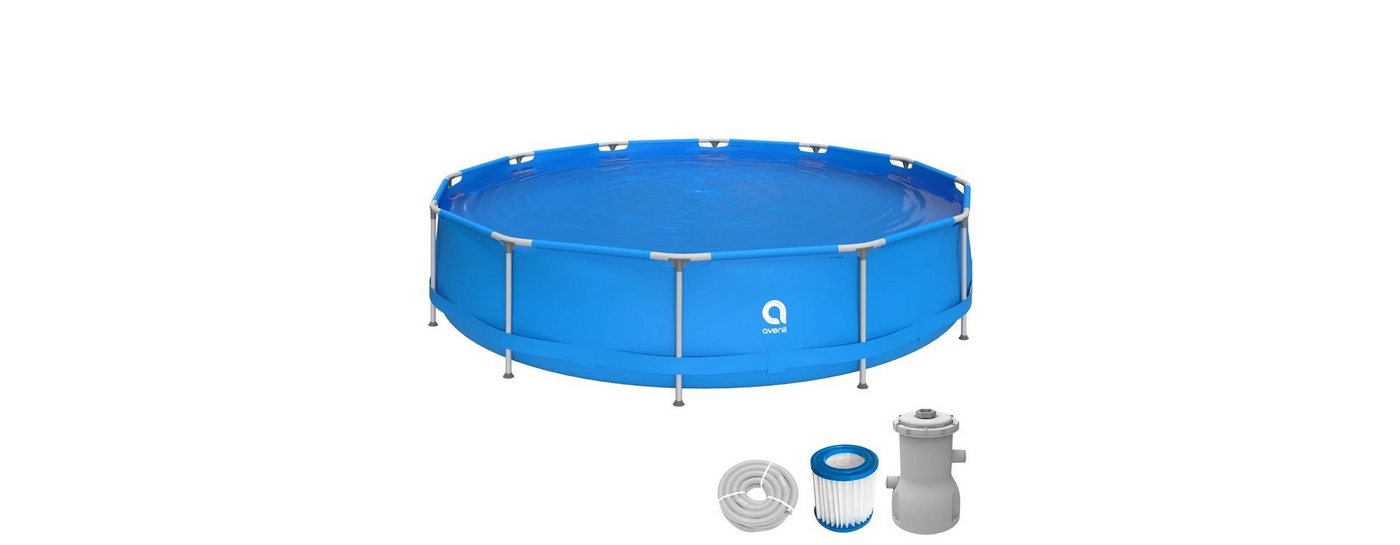 Avenli Pool Set 420 x 84 cm, Aufstellpool rund, mit Pumpe, blau, Frame Pool von Avenli