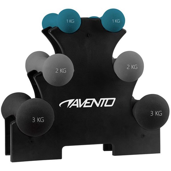Avento Hand Weight Set With Rack Blau,Schwarz,Grau 1 to 3 kg von Avento