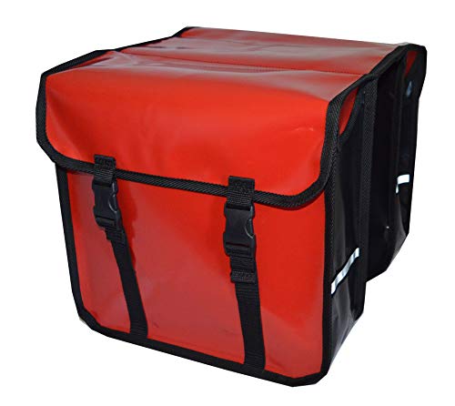 Aves-24 FAHRRADTASCHE Gepäckträgretache Fahrrad Doppel Tasche Gepäckträger 28L PCV (Rot) von Aves-24