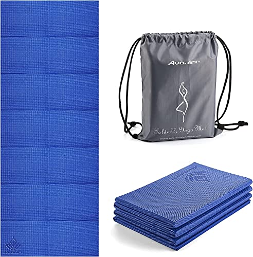 Avoalre Yogamatte, faltbar und rutschfest, 183 x 80 x 0,6 cm, Sportmatte, reißfest, 6 mm, Yogamatte, breit, langlebig, für Pilates, Fitnessstudio, Aerobic, Training, Kinder und Damen mit Rucksack von Avoalre