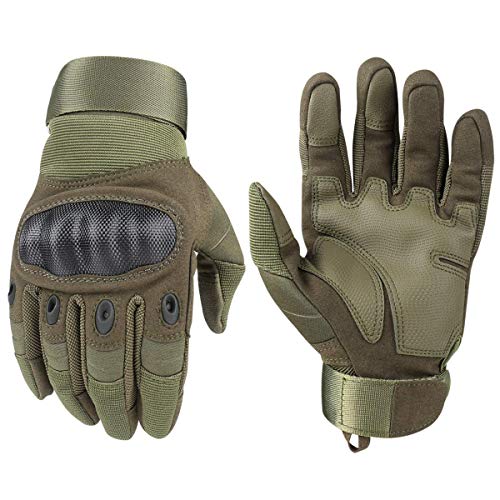 Aixcami Tactical Handschuhe, Rubber Hard Knuckle Outdoor Full Finger Touchscreen-Handschuhe für Herren Radfahren Motorrad Jagd Shooting Wandern Camping,Armee-Grün, Large von Aixcami
