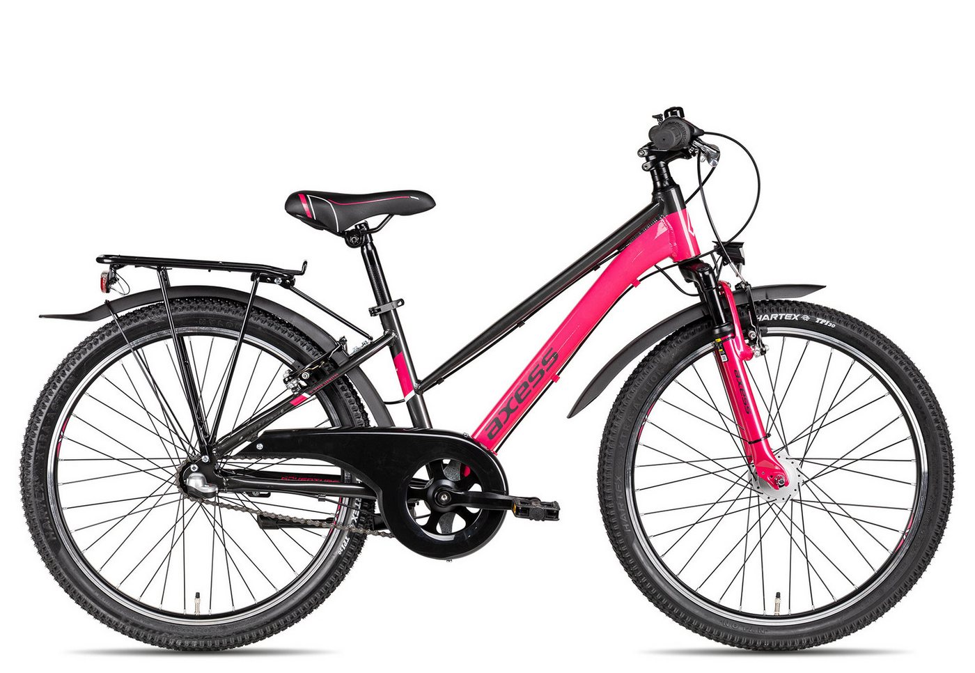 Axess Kinderfahrrad Adventure 3 24 Trapez, 3 Gang Shimano Nexus 3 Rücktritt Schaltwerk, Nabenschaltung Rücktritt, Nebenschaltung Rücktritt violett/rosa von Axess
