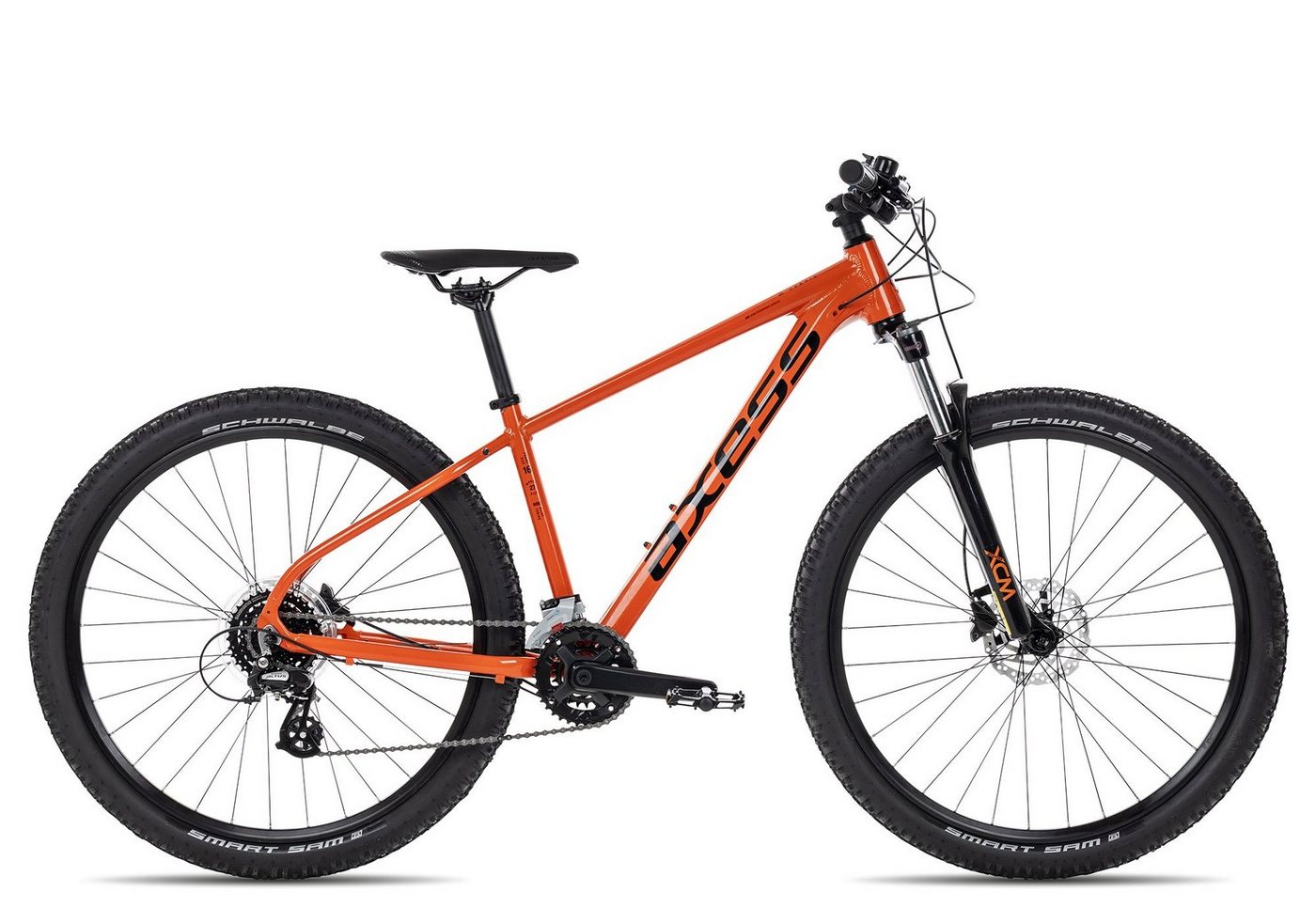 Axess Mountainbike DEBRIS, 16 Gang Shimano RD-M360 Acera 8 Schaltwerk, Kettenschaltung, MTB-Hardtail Herrenrad rot/orange von Axess