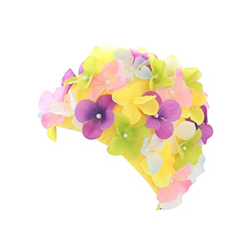 Aymzbd Blumen Badekappen für Damen, Dreidimensionale Blütenblätter, Badehut, Langlebig, Leicht, Modisch, Weich, für Badeurlaub, Kurze Haare, Blumen- von Aymzbd