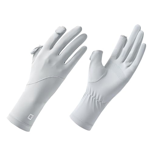 Aymzbd Damen Sonnenschutz Handschuhe mit Schutz, Sommerhandschuhe für Outdoor Aktivitäten, Hellgrau von Aymzbd