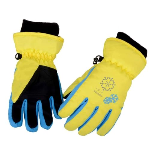 Azarxis Kinder Handschuhe Winter Ski Handschuhe für Kinder Mädchen Jungen Radfahren Skifahren Snowboarden (Gelb, M (9-12 Jahre)) von Azarxis