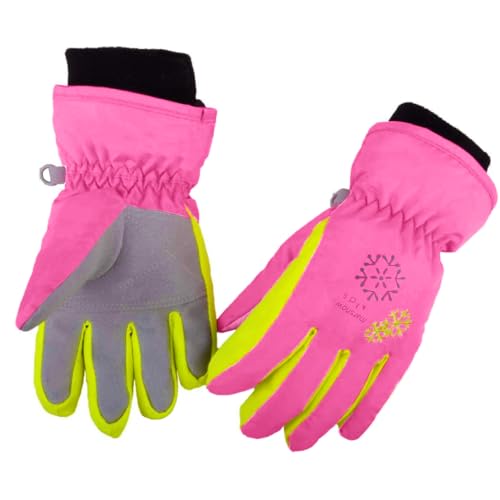 Azarxis Kinder Handschuhe Winter Ski Handschuhe für Kinder Mädchen Jungen Radfahren Skifahren Snowboarden (Rose Rot, M (9-12 Jahre)) von Azarxis