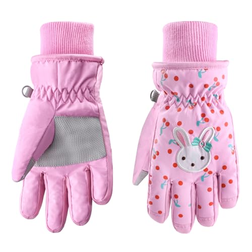 Azarxis Kinder Skihandschuhe, Winddichte Winterhandschuhe, Kalt Wetter Handschuhe für Junge und Mädchen (Rosa, M (7-9 Jahre)) von Azarxis