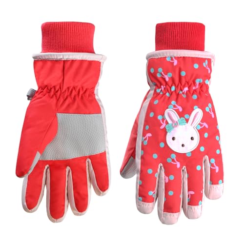 Azarxis Kinder Skihandschuhe, Winddichte Winterhandschuhe, Kalt Wetter Handschuhe für Junge und Mädchen (Rot, L (9-13 Jahre)) von Azarxis