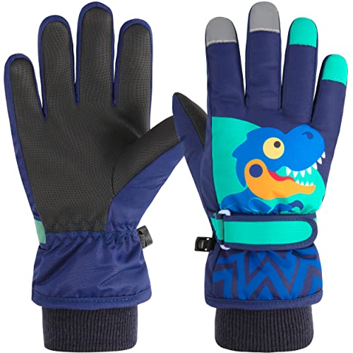 Azarxis Kinder Skihandschuhe, Winterhandschuhe für Kinder Warme Winddichte Handschuhe Geeignet für Jungen und Mädchen im Outdoor Sport (Navy blau, L) von Azarxis