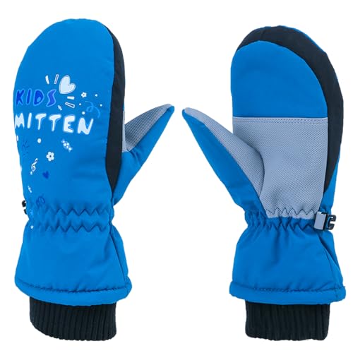 Azarxis Kinder Skihandschuhe Fausthandschuhe Reißfeste und Winddichte Handschuhe Fäustlinge Winterhandschuhe für Jungen und Mädchen (Blau, S (7-9 Jahre alt)) von Azarxis