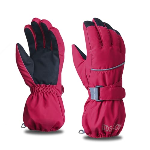 Azarxis Skihandschuhe für Kinder, Warme Winterhandschuhe, Winddichte Verdickt Handschuhe für Laufen Skifahren Wandern Snowboard (Rot, M (7-10 Jahre alt)) von Azarxis