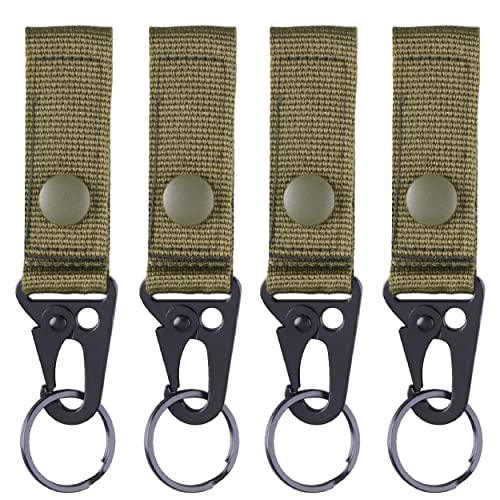Azarxis Taktischer Schlüsselanhänger, Gürtelclip, Gürtel karabiner, Molle-Gurtband für Bergsteigen Camping Wandern (Army Green - 4 Stück) von Azarxis