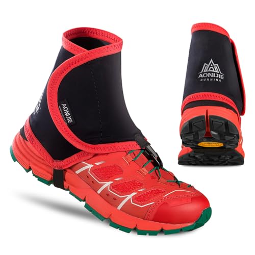 Azarxis Trail Low Gaiters, Unisex Gaiter, Outdoor Gamaschen für Damen und Herren Laufen Wandern Klettern (Rot & schwarz) von Azarxis