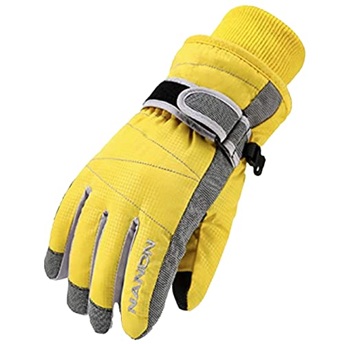 Azarxis Warme Handschuhe, Thermische Ski Snowboard Handschuhe, Winddich Winterhandschuhe für Damen und Herren (Gelb, M) von Azarxis