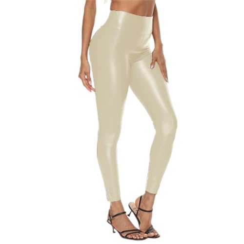 Azruma Damen Leggings High Waist Hüfthebe Sporthose sexy Lederhose Leggings Kunstleder Leggings Strumpfhosen Leder Look Tights Blickdichte Röhrenhose Push Up Treggings Skinny Stretch Jeggings von Azruma