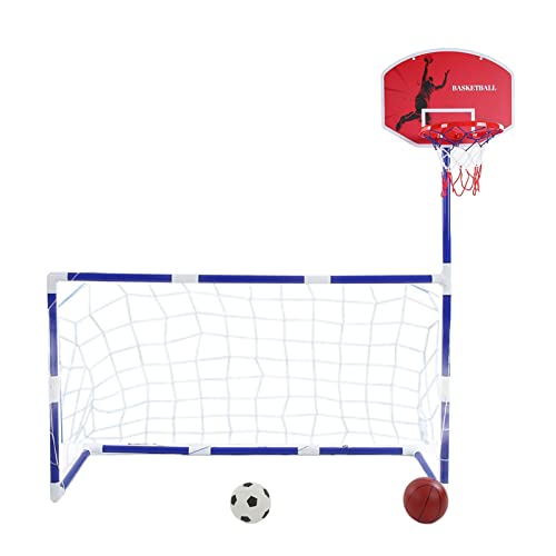 Azusumi 2 in 1 Basketballkorb und Fußballtor-Set für Kinder Kindersportgeräte mit Netz, Ball und Pumpe, Für Indoor-Outdoor-Gartenaktivitäten von Azusumi