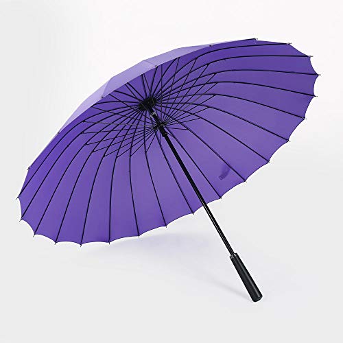 B/H Regenschirm Sturmfest,Gerader Regenschirm, 24 Knochen Langer Griff, windabweisende Geschäftsleute-lila_24k von B/H