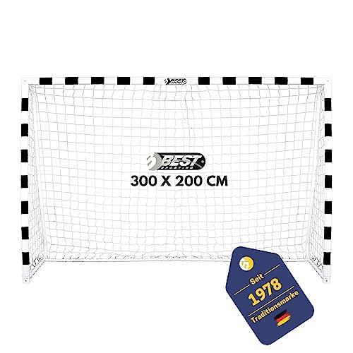 Best Sporting Fußballtor Soccer I Handballtor, Fußballtor Kinder in Mehreren Größen I Fußball Tor 300cm x 200cm I Hochwertiges Kindertor aus Metall mit Netz I Fussball Tor Schwarz Weiß von B Best Sporting