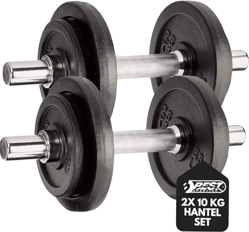 Best Sporting Hantelset Kurzhantel Hanteln 10 kg aus Gusseisen | Hantel verstellbar für Männer und Frauen | Für dein Workout und Fitnesstraining Zuhause | Adjustable dumbbell set (2X Stellringe) von B Best Sporting