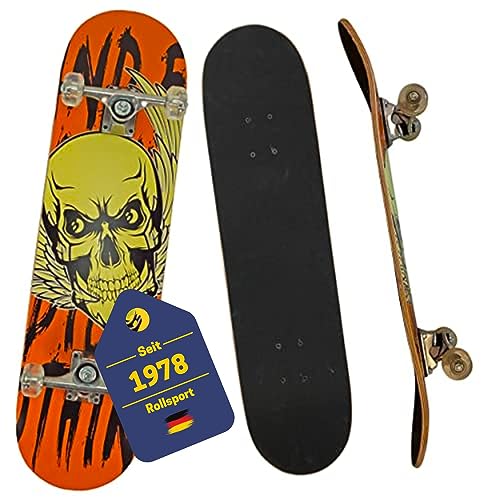 Best Sporting Skateboard Totenkopf I Skate-Board mit ABEC 7 Kugellager I hochwertige Skateboards aus Holz & Aluminum I Skateboard Erwachsene I 78,5 x 20,4 cm Skateboard Deck mit Totenkopf von B Best Sporting
