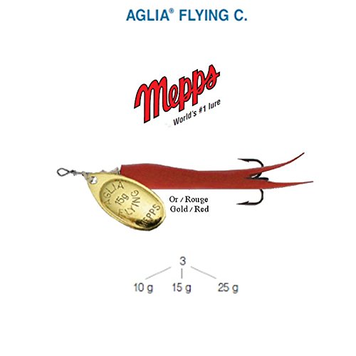 B-Creative Mepps Aglia Spinners/Lures Angelgerät für Meerforelle, Hecht, Barsch, Lachs, Rot / Gold, 15 g von B-Creative