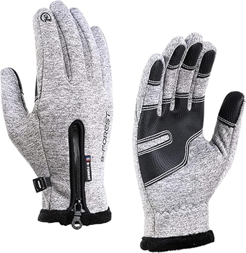 B-Forest Winterhandschuhe Warme Laufhandschuhe für Männer und Frauen, Touchscreen-Handschuhe für kühles Wetter zum Wandern, Fahren, Radfahren (Grau, XL) von B-Forest