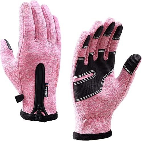 B-Forest Winterhandschuhe Warme Laufhandschuhe für Männer und Frauen, Touchscreen-Handschuhe für kühles Wetter zum Wandern, Fahren, Radfahren (Rosa, XL) von B-Forest
