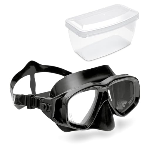 Sea-Lion Tauchmaske für Einsteiger, Unisex, Schwarz, Taucherbrille, professionelle Schnorchelbrille, Hoher Kopfformen, Stoßfester Polycarbonat-Rahmen, Einfache Bandverstellung von B&S