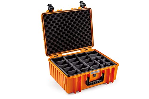 B&W Transportkoffer Outdoor - Typ 6000 Orange - mit variabler Facheinteilung - wasserdicht nach IP67 Zertifizierung, staubdicht, bruchsicher und unverwüstlich von B&W International
