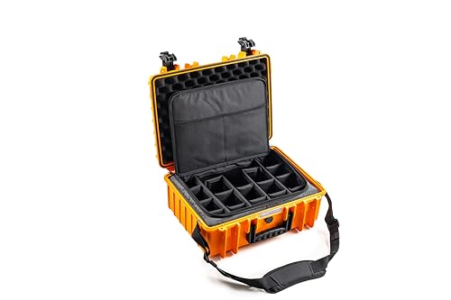 B&W International B&W Transportkoffer Outdoor Typ 5000 - Orange - mit Fototasche - wasserdicht nach IP67 Zertifizierung, staubdicht, bruchsicher und unverwüstlich von B&W International