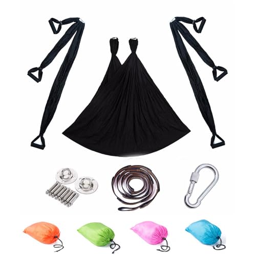 Aerial Yogatuch Zum Aufhängen Yoga Hängematte Set Hängematten Hammock Swing Therapieschaukel Schaukeltuch Yogagurt Hängetuch Inversion (Schwarz) von BABANI