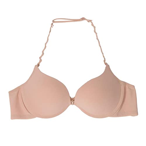 BABAOZHOUHE Damen-BH Bra Wandelbare Neckholder-Träger Gepolsterter BH Büstenhalter Sexy Frauen Frontverschluss Push-Up-BHS 75B Hautfarbe, Skincolor von BABAOZHOUHE